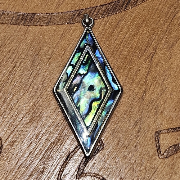 Vintage Abalone Shell Diamond Pendant Necklace - Picture 1 of 4
